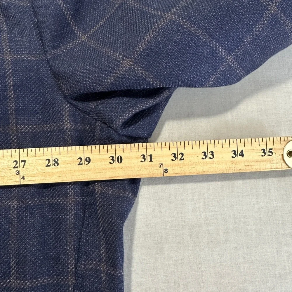 Stafford Mens 60R Sport Coat Navy Windowpane Wool‎ Blend Big & Tall 3-Button NEW